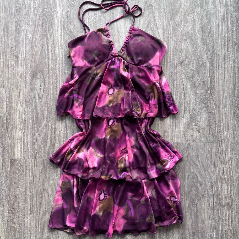 Elegant Purple Floral Women's Dress